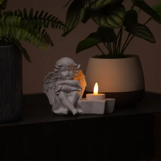 Northlight Cherub Angels Flameless Tealight Candle Holders - 5.5" - Set of 4 White {4}