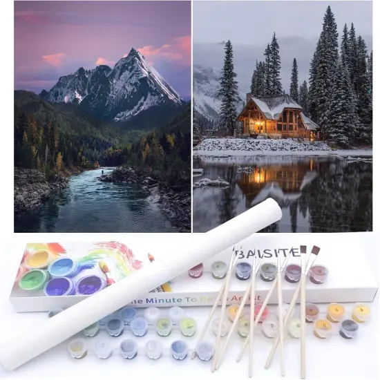 Paint by Numbers Kit for Adults Beginners,12" Wx16 L 2 Pack Canvas for Painting Kits for Adults in Colorful Box-PBN219-220 {1}