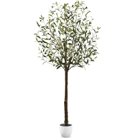Best Choice Products 6.5Ft Artificial Olive Tree, Lifelike Faux Tree, Home Accent Decor w/ Planter Pot, Realistic Trunk Green {1}