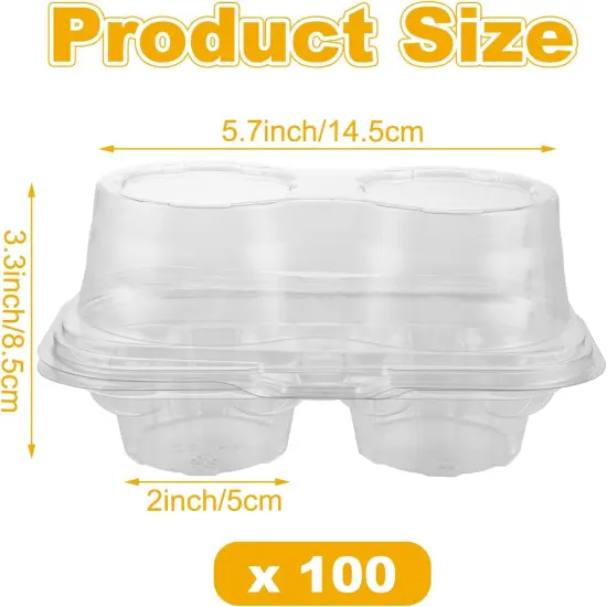 50PCS Cupcake Containers 4 Count, Clear Cupcake Holders 4 Count Plastic Cupcake Boxes 4 Count Cupcake Containers with Lids, Cupcake Carrier for Cake Store and Bakery {2}