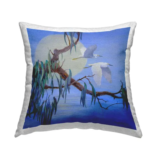 Stupell Industries Shining Moon & Birds Outdoor Printed Throw Pillow Design by Floy Zittin, 18 x 7 x 18 {1}