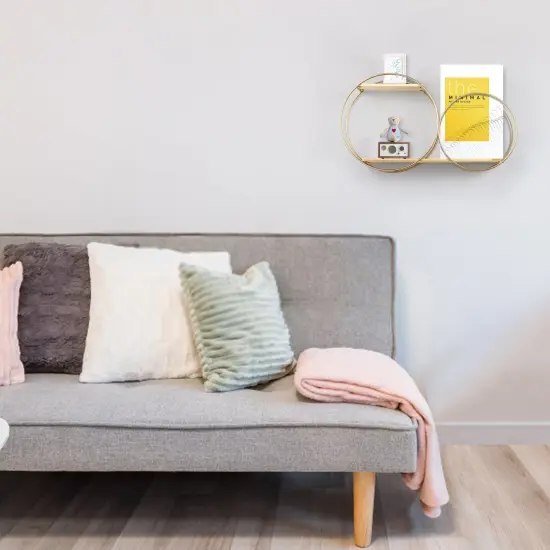 Floating Shelves Circular Metal Hold Plants Photos Home Decor Ornaments {4}