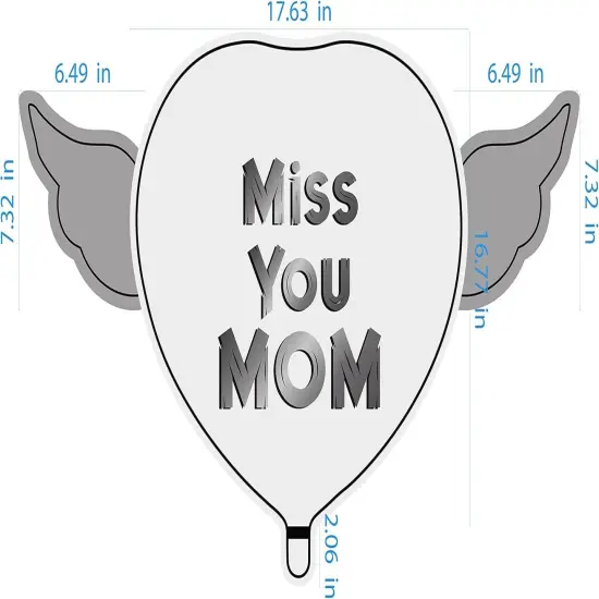 Miss You Mom Heavenly Balloons heart shaped with angel wings (Red) {2}