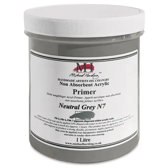 Michael Harding Non-Absorbent Acrylic Primer - Neutral Grey N7, 1 Liter, Jar {1}