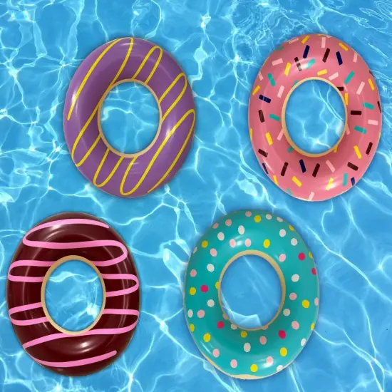 4E's Novelty 4 Pack Pool Floats &ndash; 30"" Donut Pool Floaties for Adults & Kids for Summer Party & Photo Booth Props {5}