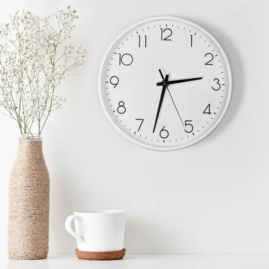 Modern 9.8-Inch Silent Wall Clock &ndash; Minimalist Design, Battery Operated White {5}