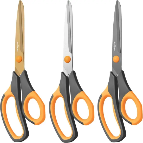 Titanium Scissors, Premium 8.6&rdquo; All Purpose Scissors, Ultra Sharp Stainless Steel Blades, Comfortable Grip, Great for Craft, Office, School and Everyday Use, Black/orange {1}