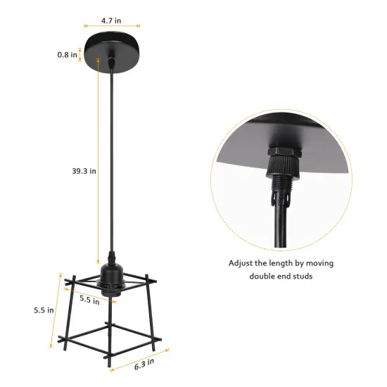 Black Metal Hanging Pendant Light Industrial Adjustable Fixture for Kitchen Island, Hallway, Bar, or Dining Room {2}