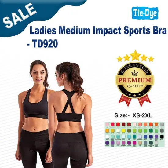 TriDri &reg; Ladies Medium Impact Sports Bra BLACK {3}