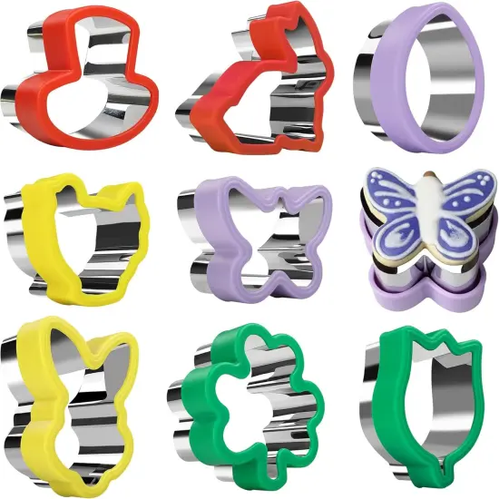 8 Pcs Cookie Cutters, Biscuit and Uncrustable Maker - Bunny, Chick, Butterfly and More Animal Cracker Shapes {1}