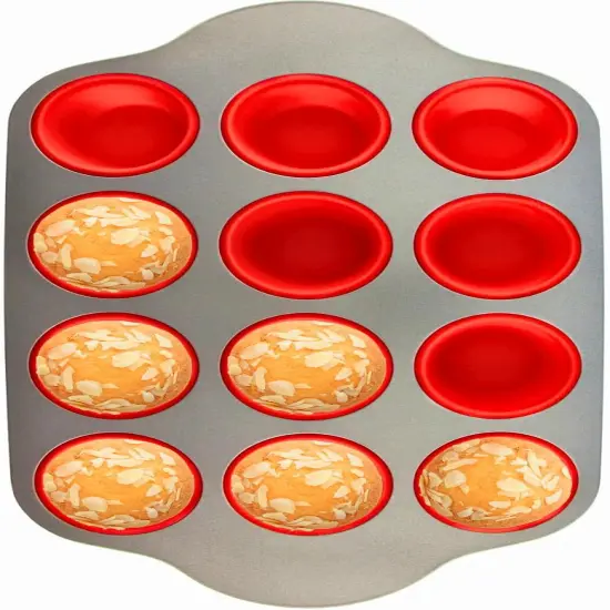 Non-Stick 12 Cup Silicone Muffin Pan With Steel Frame - BPA Free, Non-Toxic, Anti-Warp, Durable & Easy to Pop Silicone Muffin Tin - Perfect Cupcake Pan {5}
