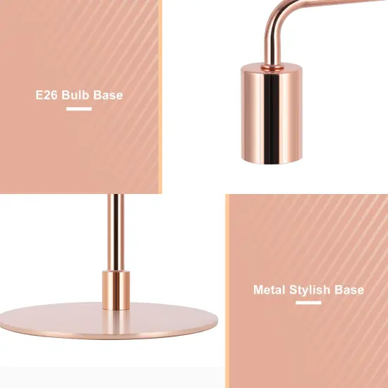 Modern Industrial Rose Gold Table Lamp &ndash; Minimalist Metal Desk Light for Bedroom, Office, and Living Room {3}