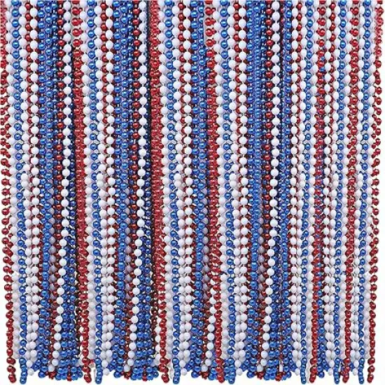 4E's Novelty 72 PackNecklace Necklace&ndash; Red White and Blue Necklace for 4th of July Accessories {1}
