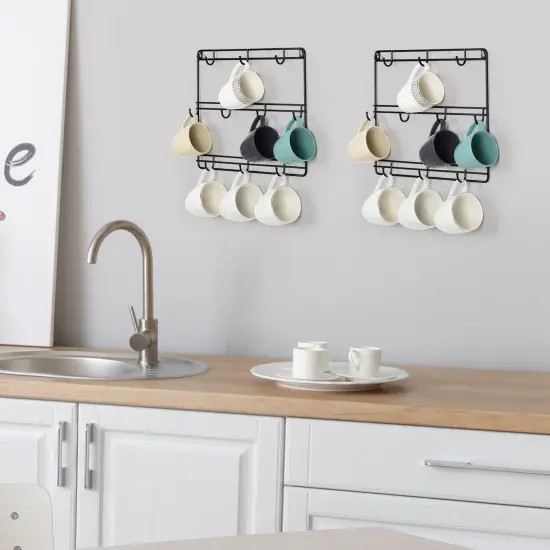 Wall Mounted Coffee Mug Rack Mug Holder Decor 2pcs {6}