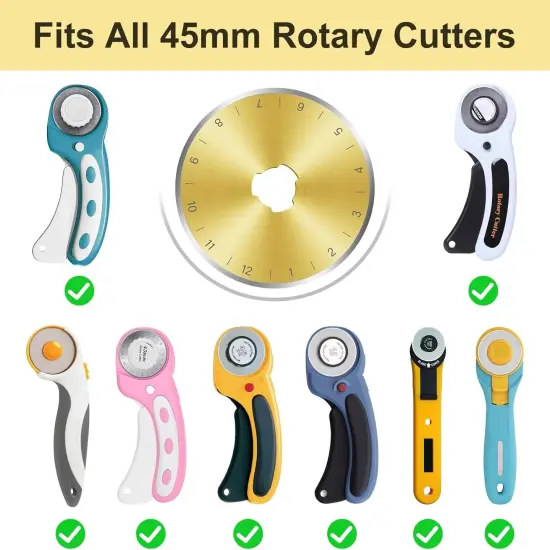 Titanium Coated 15 Packs 45mm Rotary Cutter Blades 45mm Quilting supplies Rotary Cutter Blades for fabric by , compatible with ,Sharp and Durable {3}