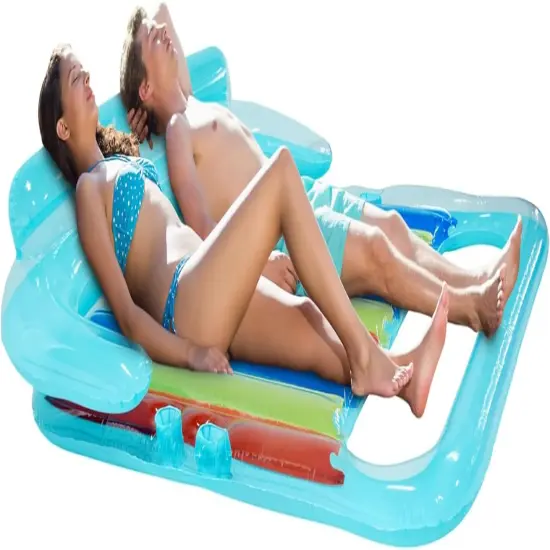 4E's Novelty 2 Person Pool Lounger with Cup Holder - Inflatable Floats for Adults for Summer Party Favors {2}