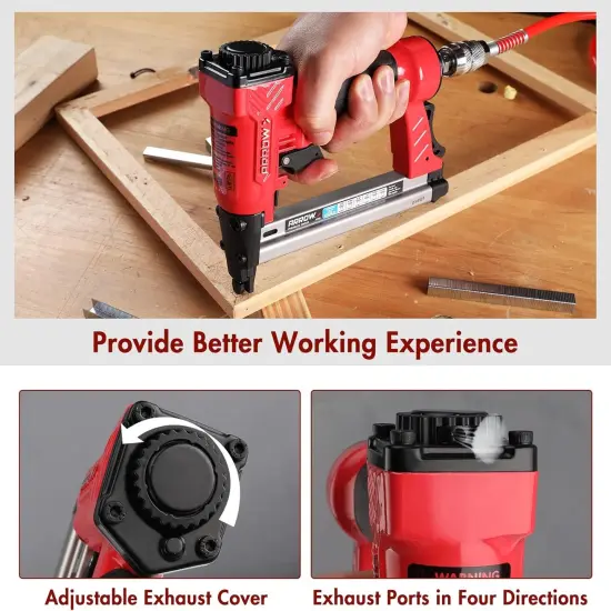 Staple Gun, Oil-Free Upholstery Stapler with 3750 Pieces T50 1/4", 3/8", 1/2" Staples, Adjustable Exhaust, for Woodworking, Professional and DIY Projects, PT50 {4}