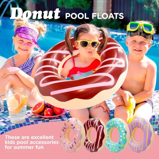 4E&rsquo;s Novelty 4 Pack Inflatable Donut Floaties - 30&rsquo;&rsquo; Swim Ring Pool Floats for Kids & Adults Beach & Pool Toys {5}