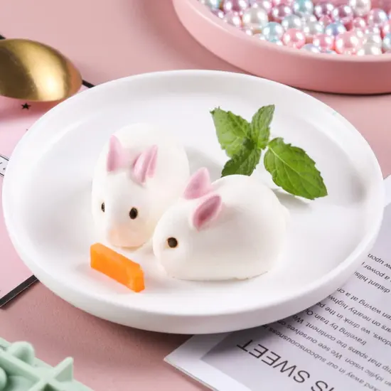 Bunny Rabbit Cake Chocolate Mold Sheet for Baking, 3D Silicone Pan 12 x 8 inch, Cute Animal Shaped for Children Kids Easter Birthday, Bakeware Dessert, Candy, Ice, Jelly, Pudding, Pastry {3}