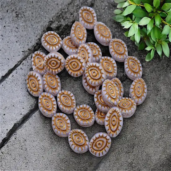 *10* 14x11mm Gold Washed Opaque Purple Mystic Eye Beads {2}