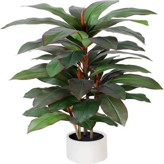 Artificial Dracaena Plant Indoor 4 FT, Fake Tree with White Planter, Faux Yucca Silk Floor Plants Indoor {1}