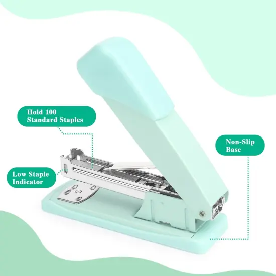 Green Office Desktop Stapler, 80 Staples, 20 Sheet Capacity, Vibrant Style {3}