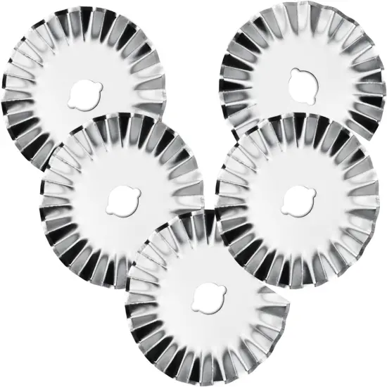 45mm Rotary Cutter Blades, Wavy Replacement Blades, Pinking Rotary Blades Refill 45mm,Fits Fiskars,OLFA, SKS-7,Fabric Cutting Blades Refill for Quilting Scrapbooking Sewing Arts &Crafts,5 Pack(Silver) {1}