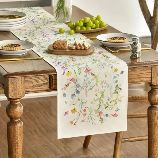 Wildflowers Bloom Flowers Spring Table Runner, Seasonal Summer Floral Kitchen Dining Table Decoration for Home Party Decor 13x72 Inch {3}