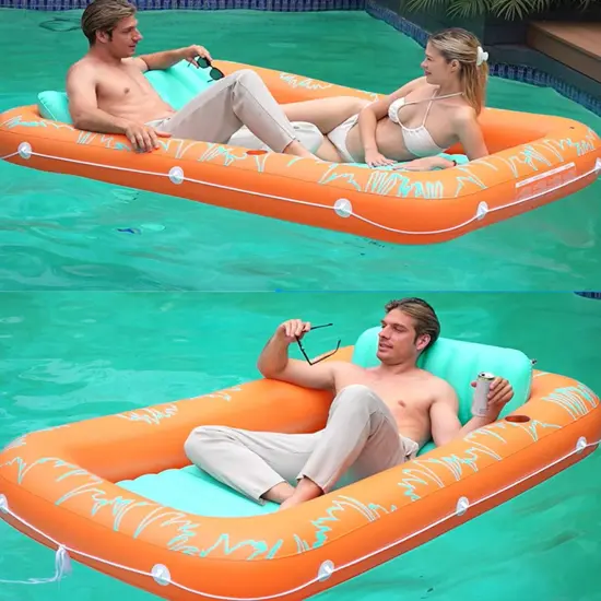 Inflatable Pool Float for Poolside Lounging and Fun | Clear Orange {5}