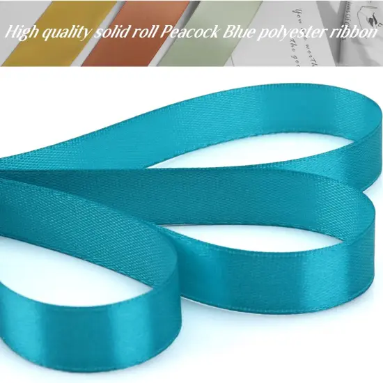 1/2 inch, Peacock Blue Ribbon for Gift Wrapping 50 Yards Perfect Wedding Party Wreath Sewing DIY Hair Accessories Decoration Floral Hair Balloons Other Projects (1/2 inch, Peacock Blue) {4}