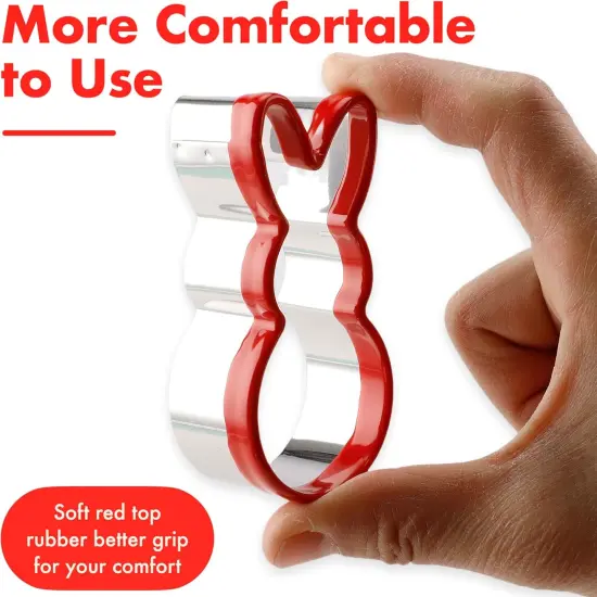 3-Piece Easter Fun Cookie Cutters, Easter Bunny, Egg and Carrot,Heavy Duty Food-Grade Stainless Steel,Unique Design with Protective Red Top PVC {4}