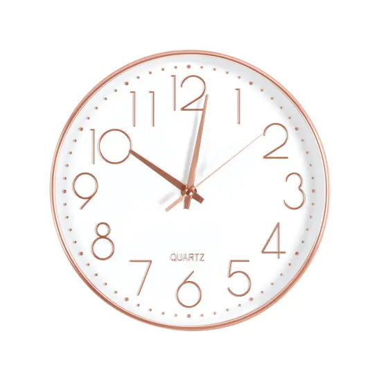 Modern 9.8-Inch Silent Wall Clock &ndash; Minimalist Design, Battery Operated Pink {1}