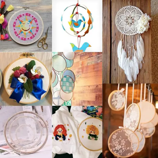 Embroidery Hoops Set 7inch Adjustable Bamboo Circle Cross Stitch Hoop Round Ring,for Embroidery,Cross Stitch (7In 16Pcs) {4}