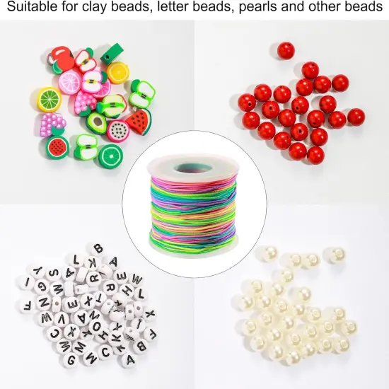 Elastic String for Bracelets, 1mm Sturdy Stretchy String Rainbow Elastic Cord for Jewelry Making, Beading Necklaces and Crafts {4}