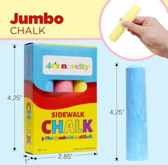 4E&rsquo;s Novelty 3 Boxes Jumbo Sidewalk Chalk - Sidewalk Chalk Party Favors {2}
