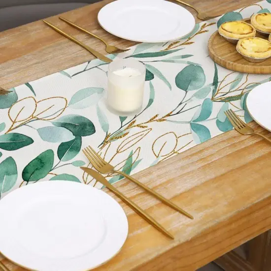 Table Runner Spring Summer Green Plants 13x72 Inch Kitchen Dinning Table Decoration for Indoor Outdoor Birthday Home Party Decor {4}