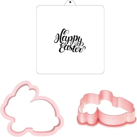 Cookie Cutter and Stencil Set Bundle Easter Bunny Cookie Cutter and Stencil Set - Bunny-Shaped Cookie Cutters with Stencils for Easter Baking, Holiday Decorations, and Party Treats (Easter Bunny) {1}