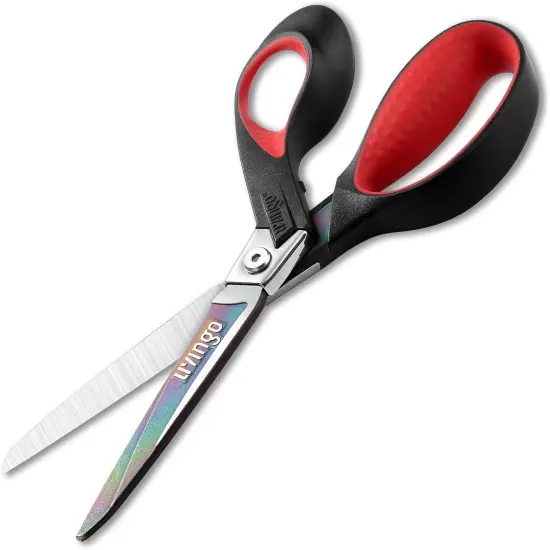Industrial Scissors Heavy Duty: 9" Professional Multipurpose Shears Sharp Stainless Steel - Forged Titanium Coated Scissors for Fabric Sewing Carpet Craft Workshop Outdoor Home Office {4}