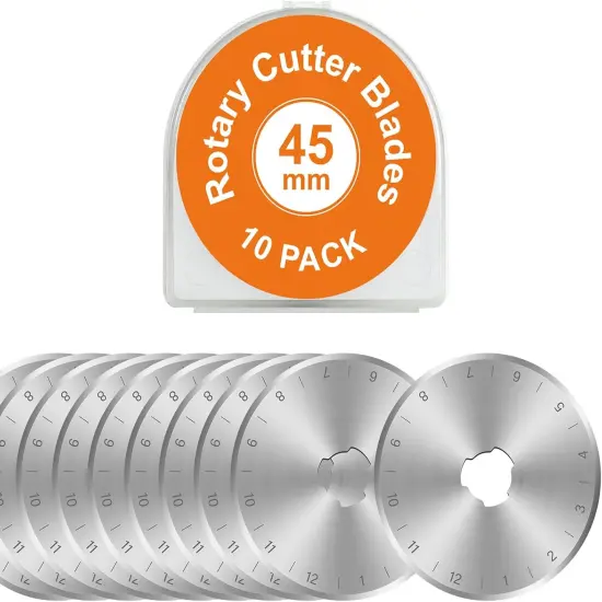 10 Packs 45mm Rotary Cutter Blades 45mm Quilting supplies Rotary Cutter Blades for fabric by, compatible with OLFA,Fiskars,Mr.Pen,DAFA,Truecut etc. Sewing Arts Crafts, Sharp and Durable {1}