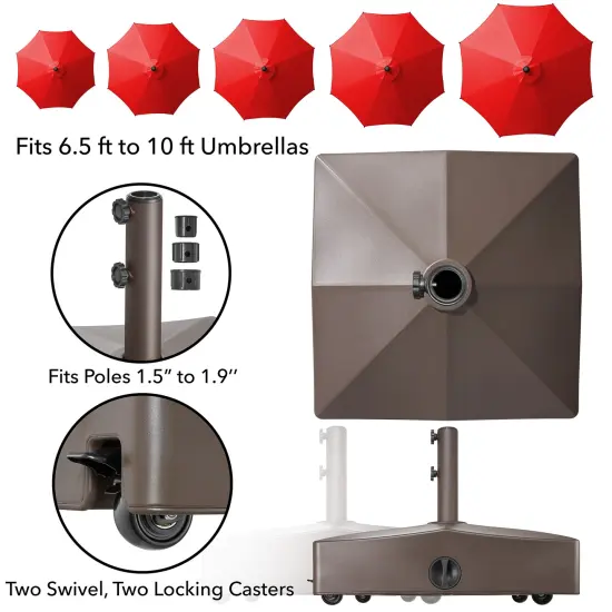 Casafield Patio Umbrella Base, Fillable Heavy Duty Rolling Stand for Outdoor, Patio, Lawn, Deck, Poolside {5}