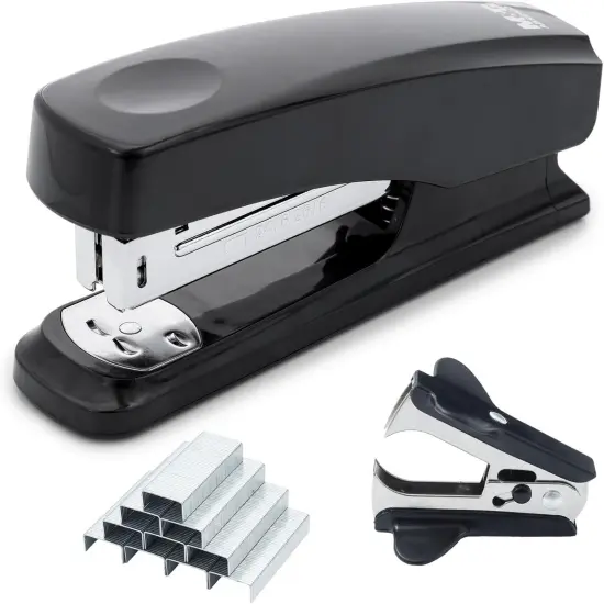 Desktop Stapler Basic Stapler with 25 Sheet Capacity, Two Binding Modes, Portable Stapler with 1000 Staples and Remover, Durable Staplers for Office School Home (Black) {1}