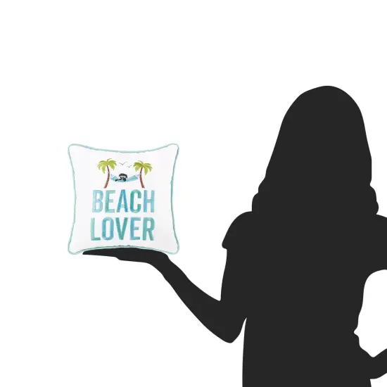 Beach Lover Embroidered Small Petite Accent Throw Pillow, 10" x 10" {3}
