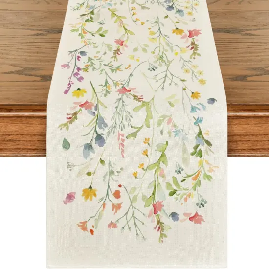 Wildflowers Bloom Flowers Spring Table Runner, Seasonal Summer Floral Kitchen Dining Table Decoration for Home Party Decor 13x72 Inch {1}