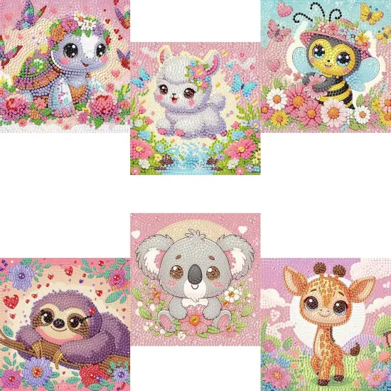 6 Pack Diamond Art Kits for Kids Beginners, DIY Cute Animals Diamond Painting Kits for Kids {1}