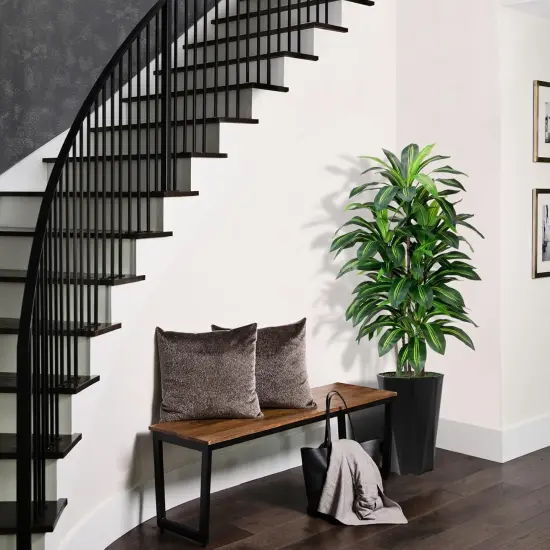 Artificial Dracaena Tree 5FT - Faux Plant with Black Diamond Planter - Tall Fake Tropical Yucca Floor Plant Potted - Artificial Silk Tree for Home Office Living Room Decor Indoor {2}