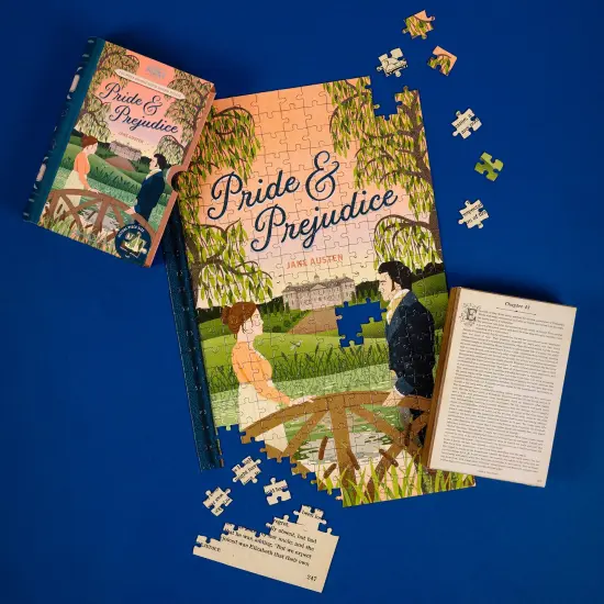 Professor Puzzle: Jigsaw Library - Pride & Prejudice - 252 Piece Double-Sided Puzzle, Illustrated Book Scene, 19.4x14.5", Collectible Book Shaped Box {5}