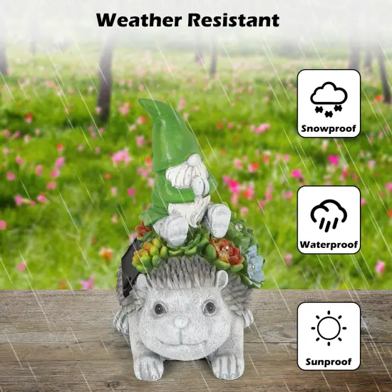 Solar Statue Lamp, Hedgehog ELF Resin Ornament Lamp, Garden, Lawn, Patio, Balcony, Yard Decorations {4}