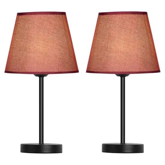 2pcs Vintage Brushed Red Modern Bedside Table Lamp {1}
