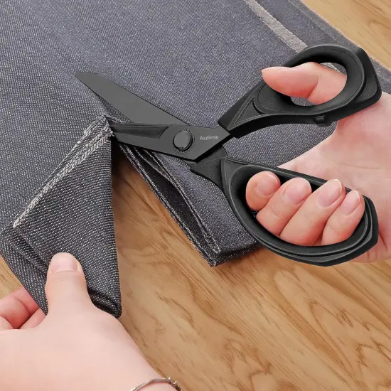 Black Titanium Fabric Scissors, Dressmaking Scissors with Heavy Duty Multi-Purpose Titanium Coated Blades and Comfortable Soft Grip Handles, Black, 25CM {2}