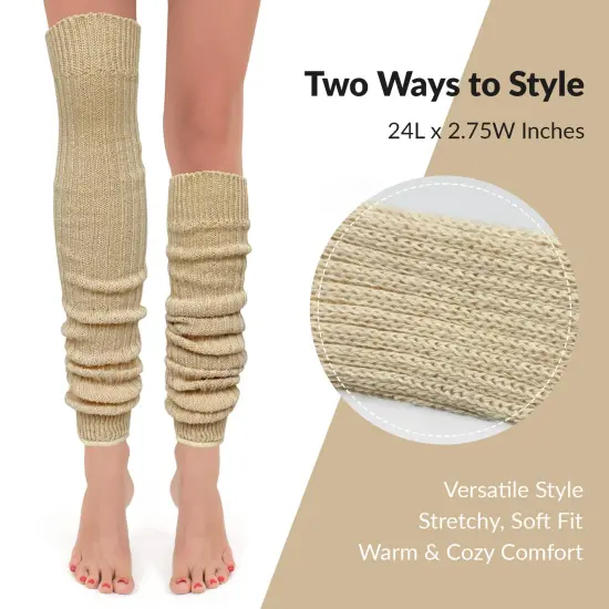 Wrapables Over The Knee Long Wool Blend Leg Warmers, Cream {2}
